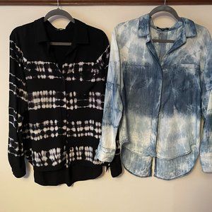 VELVET HEART BUTTON UP SHIRTS (2) / SIZE MEDIUM